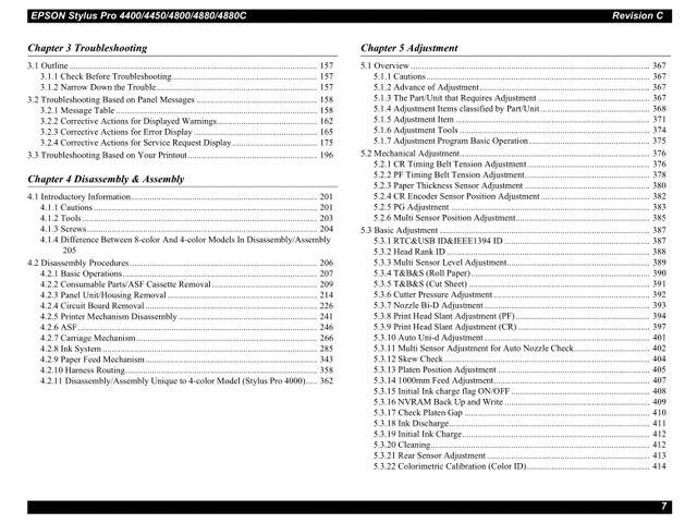 Epson Stylus Pro 4400 4450 4800 4880 4880C Service Manual
